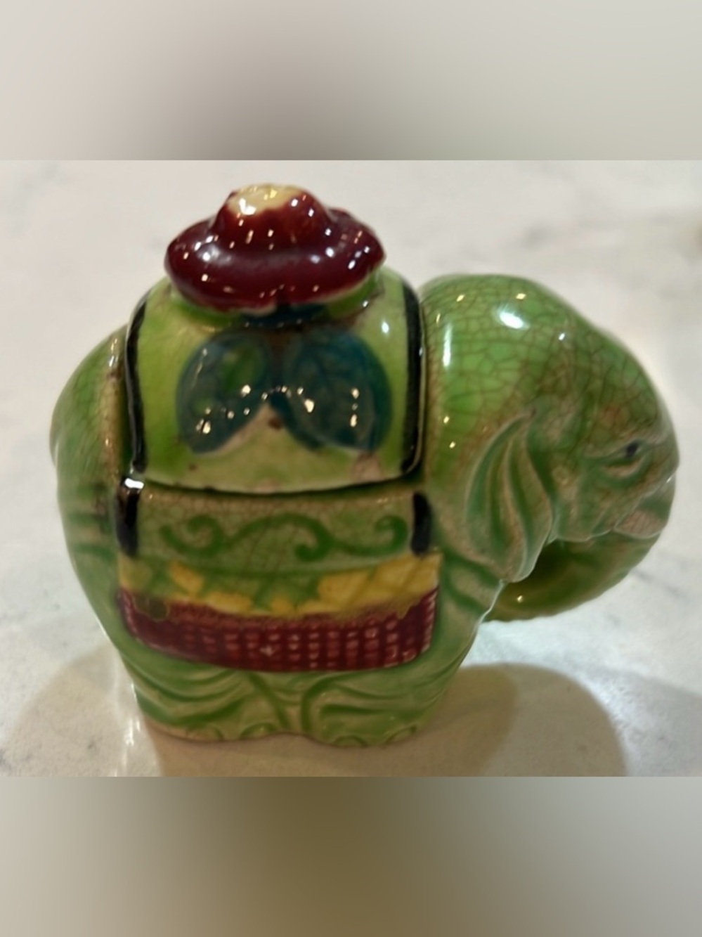 Vintage Ceramic Elephant Lidded Trinket Box Made in Japan